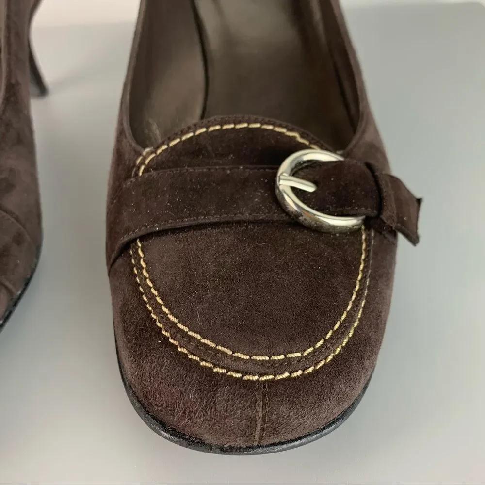 Stuart Weitzman Women's Shoes Pumps Size 9 Suede Brown Buckle Designer Luxury - Picture 5 of 13